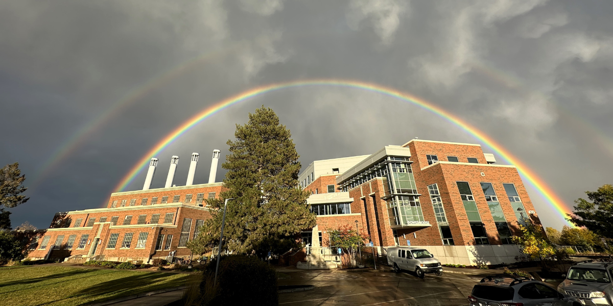 The Powerhouse with a double rainbow over it