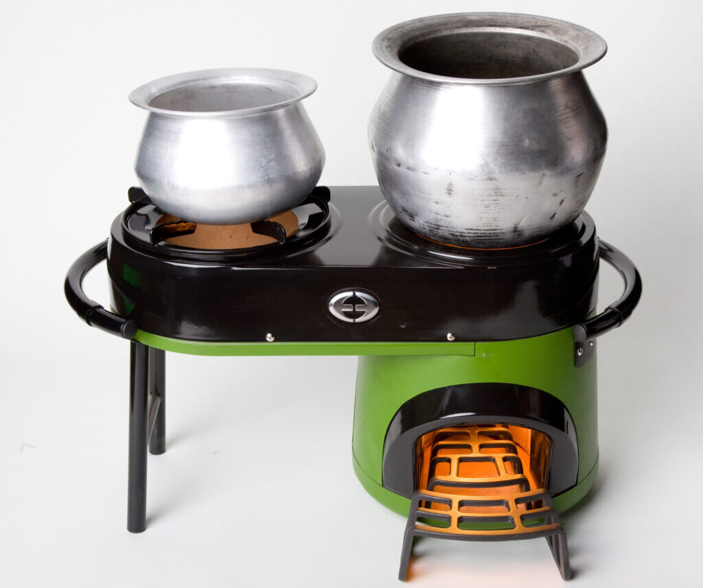 Double burner Envirofit cookstove.