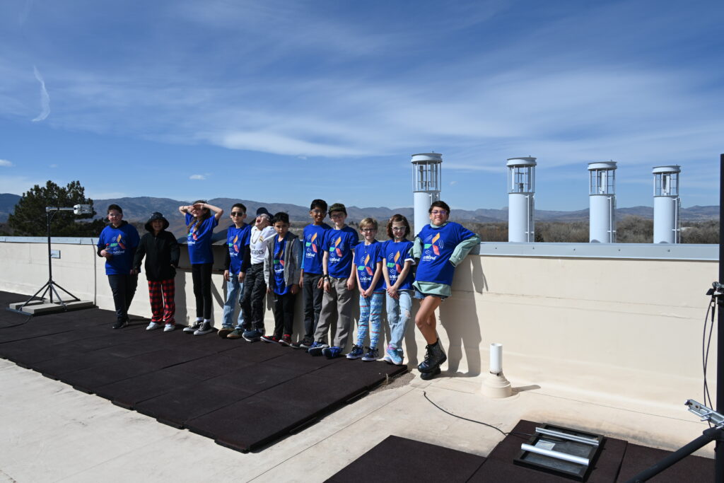 A group of students on a tour on the roof of the Powerhouse