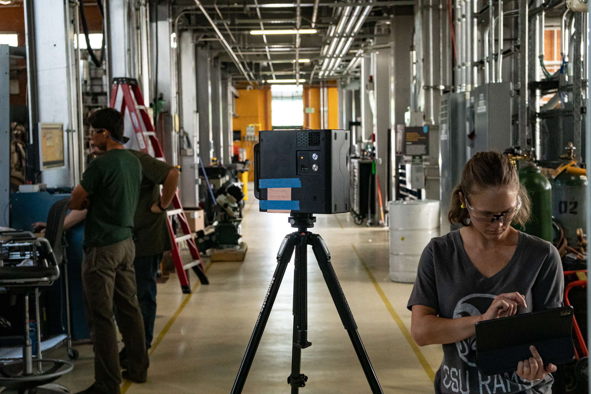 A large camera in the Engines and Energy Conversion Lab