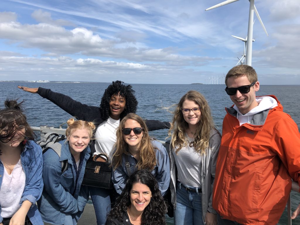 Students touring offshore wind farm in Denmark