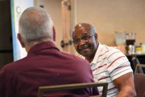 A state lawmaker has a conversation at CELA