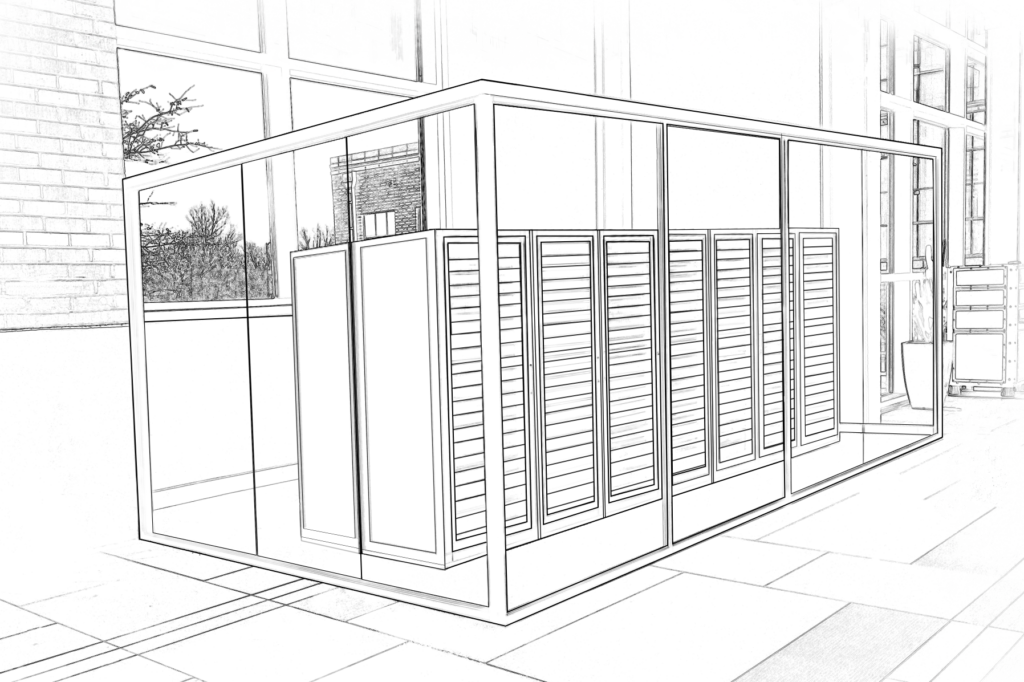Sketch of the High Powered Computing Center in the lobby of the Powerhouse