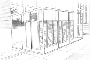 Sketch of the High Powered Computing Center in the lobby of the Powerhouse