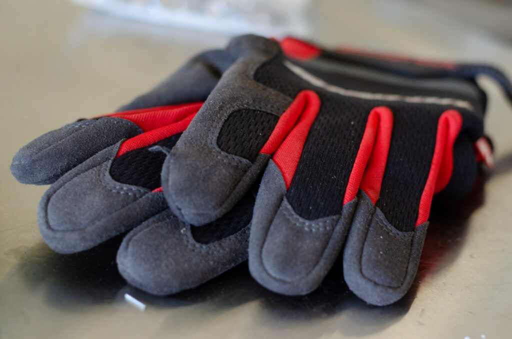 Workgloves on a table in the Powerhouse